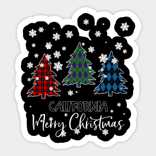 Alaska Merry Christms Buffalo Plaid Xmas Tree  Sticker by Barnard